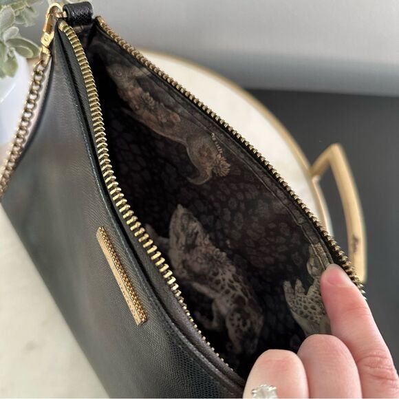 Ted Baker Black Mini Grain Minimalist Crossbody Bag with Gold Chain Hardware - Picture 12 of 16